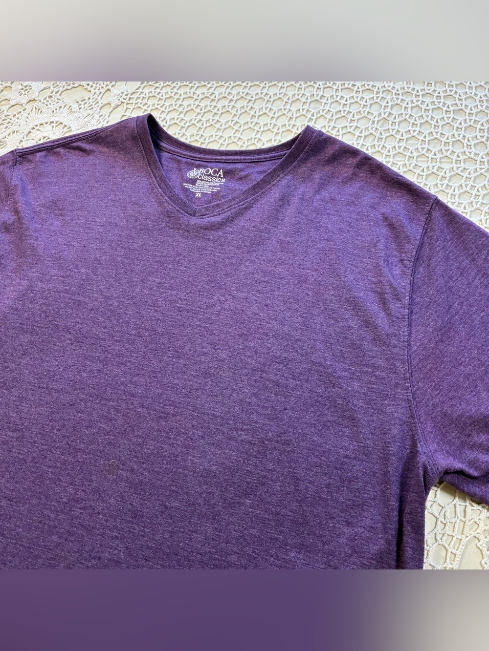 BOCA Classics Men’s XL Purple Knit V-Neck Short Sleeve Cotton Polyester T-Shirt